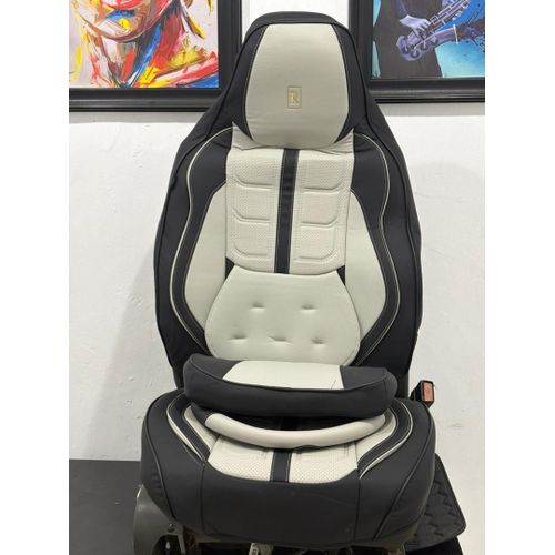 Ultra-quality R-Power Leather Seat Cover – Ash & Black (5-Seater)