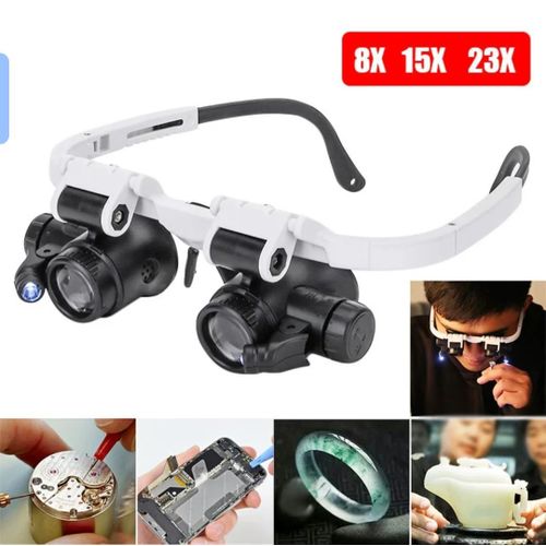 8X 15x 23x Head Wearing Magnifying Glass with LED Light Headband