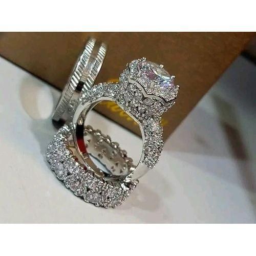 Royal Crown SilverWedding Ring Set (Non Fading)-