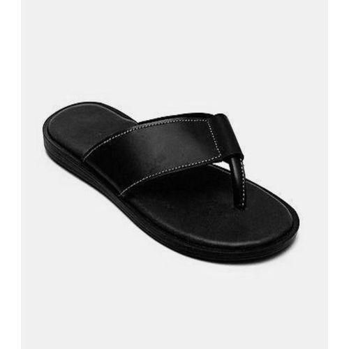 Unisex Comfort Simple Style Palm Leather Slippers - Black