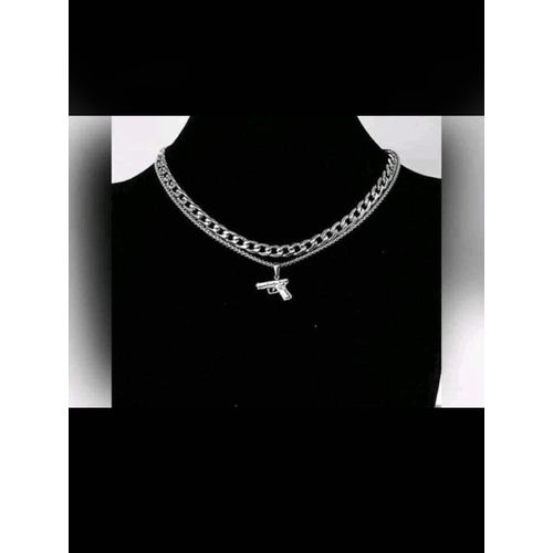 Cuban Link Chain With Gun Pendant