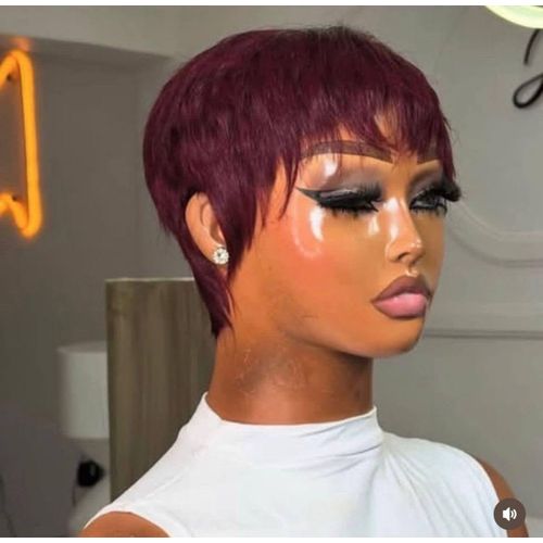 Pixie Cut Rihanna Short Wig - wine