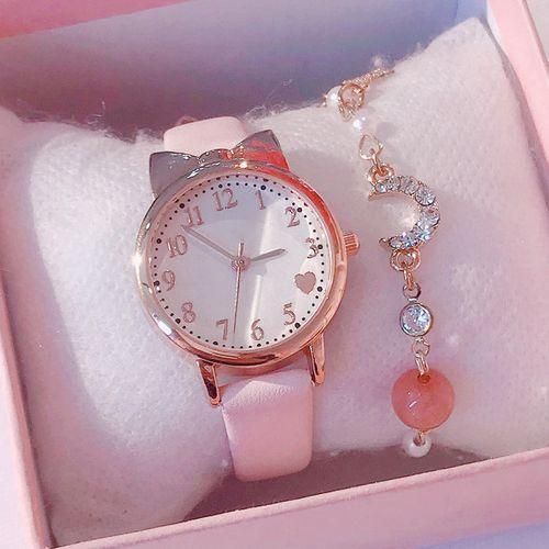 2 In1 Watch Rhinestone Wrist Watch For Ladies+ Bracelet