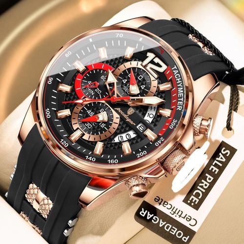 Elegance Sophisticated Black Chronograph Quality Analogue Designer Wristwatch