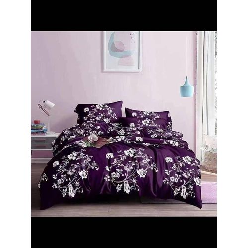 Luxury 6x6 Duvet Cover Set Purple Floral Design with 4 Pillow Cases