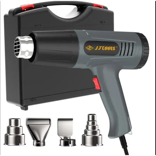 Hot Air Heat Gun - For Shrinking PVC, Crafts, Paint Removal, Industrial Welding etc. Adjustable Heat Setting, Durable Construction, Heat Gun for Crafts. With 1 Nozzle Attachment.
