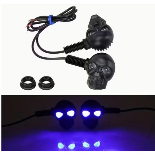 2pc Motorcycle Skull LED Atmosphere Lights Screw Blue