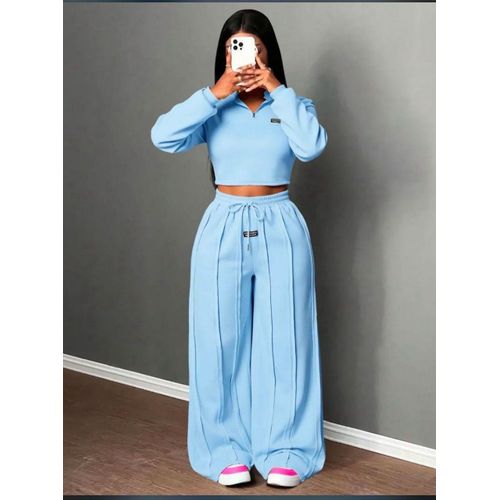 Blue Crop up and down Trouser