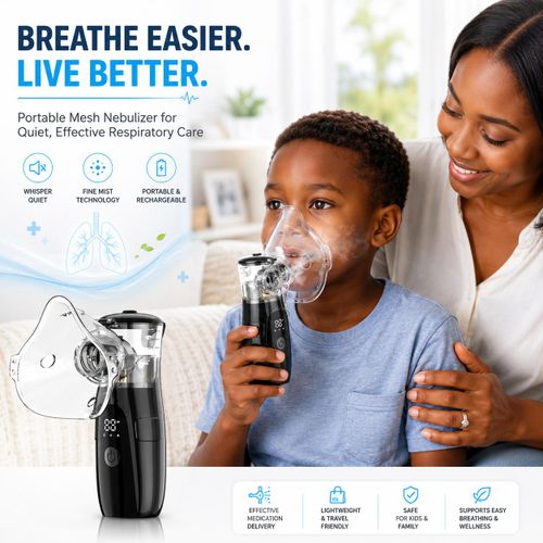 MEDICAL GRADE Smart Atomizer Nebulizers Portable Mesh Nebulizers for Adult Nebulizers for kids Nasal aid and Home Use, Rechargeable Nebulizes inhaler for Cold & Cough, Breathing Problem Power Display CHEST CONGESTION RELIEF
