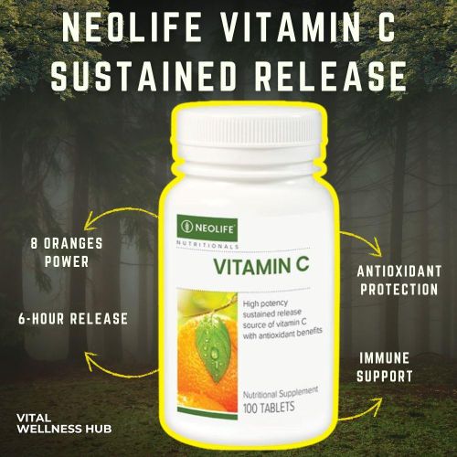 Vitamin C Sustained Release 100 Tablets – 500mg Time Release Vitamin C, Immune Support & Antioxidant Supplement