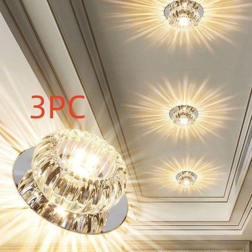 3PC of Round Crystal Hallway Light Corridor light - warm white