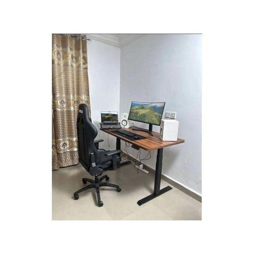 Adjustable Computer Desk(1.2Mtr)- Brown top & Executive Gaming Chair