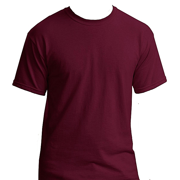 Danami Plain Short Sleeve Round Neck T-Shirt- Wine (Burgundy) | Jumia ...