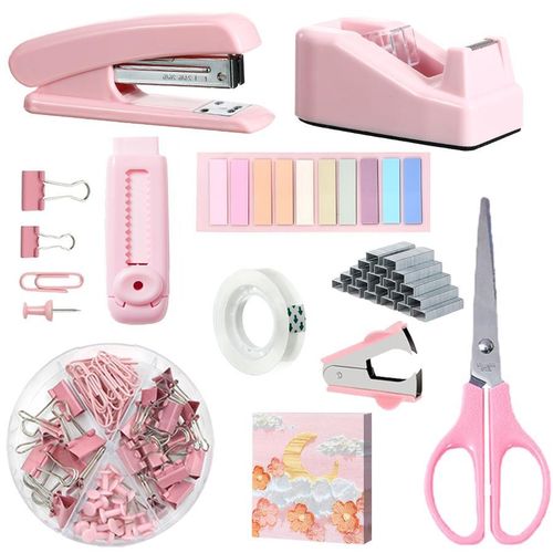 Complete 10-in-1 Study Station Kit: Stapler, Paper trimmer& Tape Organizer for Teen Students-Homework Desk Solution with Stickers, Teacher-Approved Classroom Essentials