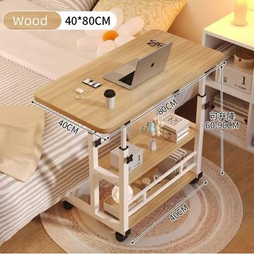 Adjustable Bedside Table- 60cm Laptop Table With Wheels