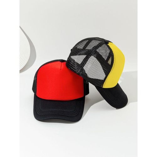 2in1 Quality Breathable Face Cap: Red & Yellow