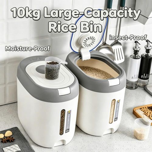 Large-Capacity Rice Container: Insect & Moisture-Proof Sealed Storage Bins with Measuring Cup