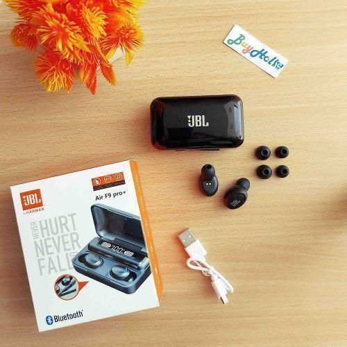 Air F9 Pro+ Digital Display, Mini Portable PowerBank Wireless Bluetooth Earbuds - Black