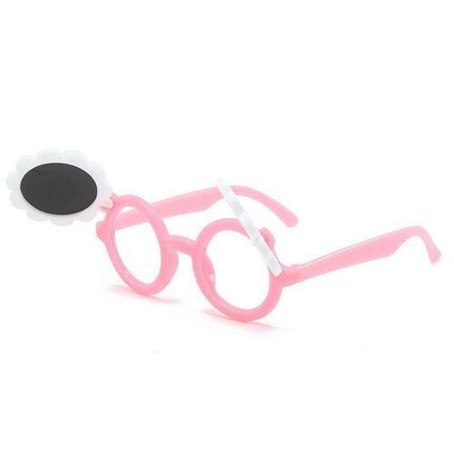DaisyPeek 2-in-1 Flip-Up Kids Sunglasses – Cute Flower Shades for Children Affordable Toddler Eyewear - Pink/White
