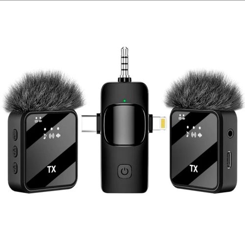 F15-2 Dual Noise Cancelling Wireless Microphone With 3 in 1 Receiver For iPhone,Type C and Camera