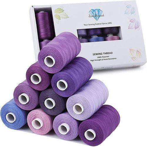 All Purpose Sewing Thread, 10 Spool White Series Bobbin Polyester Thread for Sewing, Handy Polyester Sewing Threads for Sewing Machine - (purple Series)