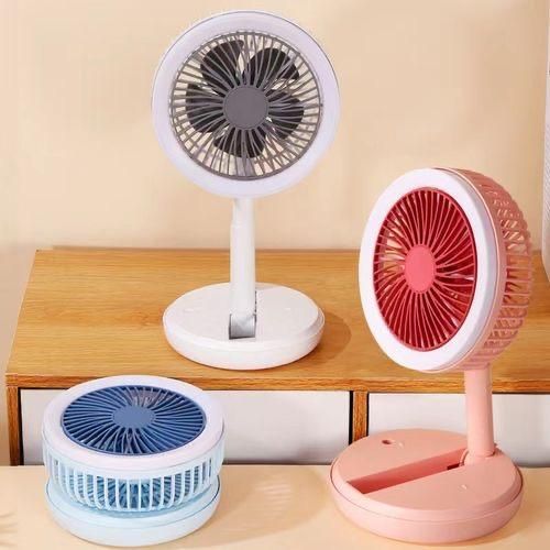 Rechargeable Mini Table Fan With Round Led Lamp