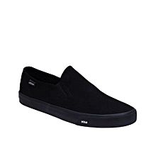 All Black Suede Slip On Sneaker-Black
