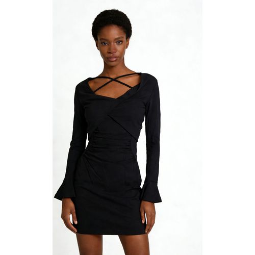 Black two-piece set with cropped top and sexy spaghetti-strap dress 2956586 M