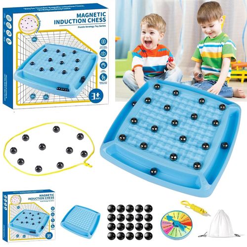 Magnetic Chess Game Set,Portable Strategy Table Top M-agnet Chess Game with 20 Rocks