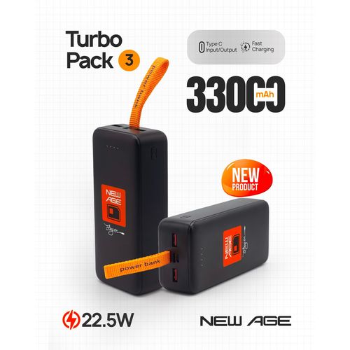 New Age 33000Mah Power Bank 22.5W PD TypeC 2way Turbo pack3