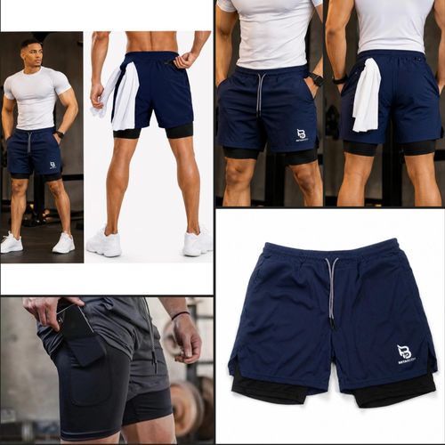 BETABODY Unisex Quick-Dry Gym Shorts, Lightweight Breathable Running Shorts with Elastic Waistband, 2-in-1 Letter Print Fitness Shorts, Casual Athletic Pants for Running, Yoga, Outdoor Sports, Ideal Gift for Both Men & Women