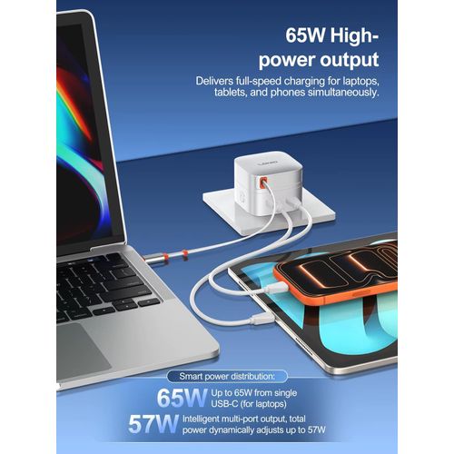 q10 65w GaN Fast Charger All-in-One Travel Adapter with Built-in Cable Pd Mini Quick Charger (phone & laptop use)80cm retractable cable