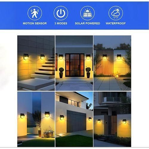 POWERFUL BRIGHT LED Solar Waterproof Outdoor Solar Wall Lamp with Intelligent Induction Motion Sensor Light Energy Saving Garden Security Light Solar Powered LED Outdoor Security Light 3 Lighting Modes