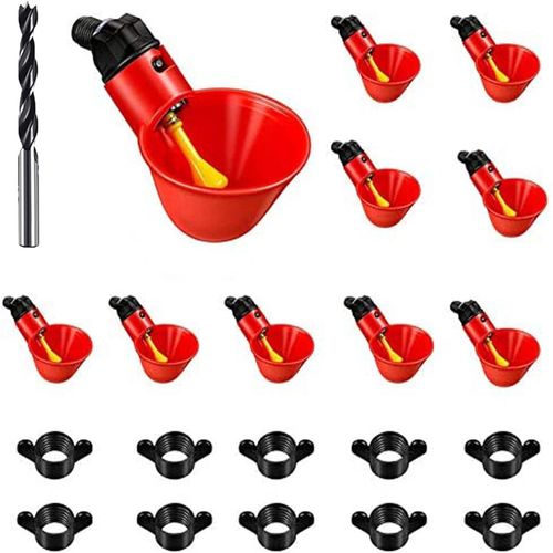 10pcs Chicken Waterer - Poultry Waterer Chicken Water Cups Automatic N-ipple Cup Kit for Chicken Quail Drinker