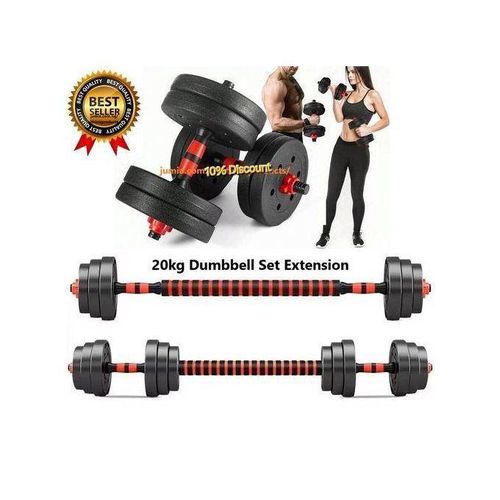 20kg Adjustable Dumbbell Set Weights With Barbell Extension -Red