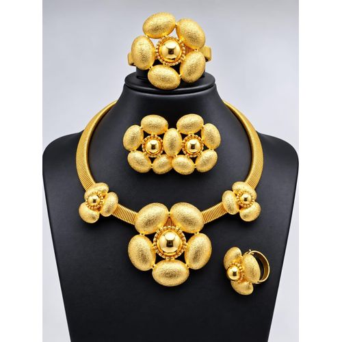 DUBAI MONARCH: 4-PIECE ICED-OUT GOLD ZIRCONIA ENSEMBLE