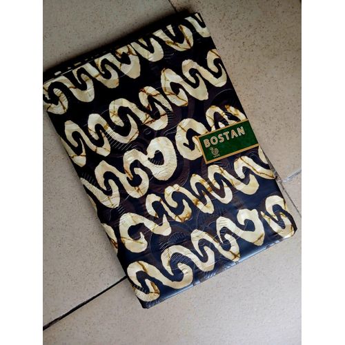 Original Bostan Adire Cotton Fabric - Black & Cream Wavy Batik - 5 Yards