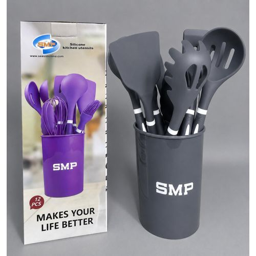 12 Pcs Silicone Cooking Spoon Set With Spoon Holder