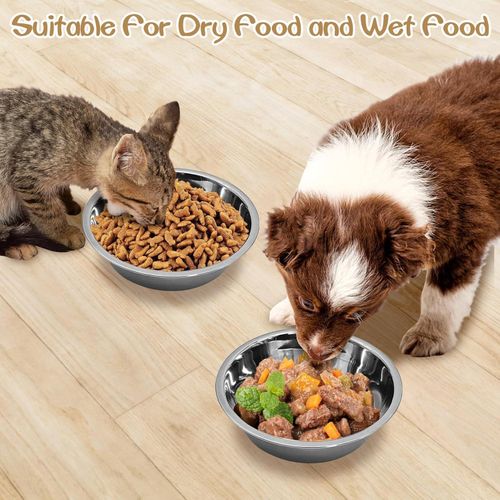 3-Pack Stainless Steel Dog and Cat Bowl, Metal Food and Water Dish, 8/20cm Basic Pet Feed Bowl for Large Medium Dog, Replacement Bowls