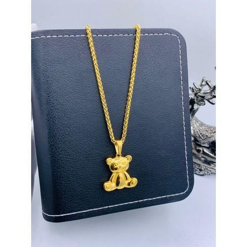 Quality & Sophisticated Cuban Gold Chain With Elegance Bear Gold Pendant