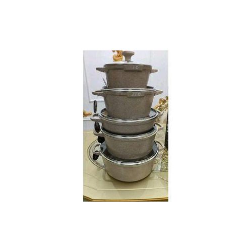 5PCS Set Diecast Non-Stick Pots-Granite