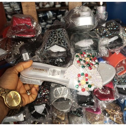 Ladies Quality Heel Slippers Shoe-silver