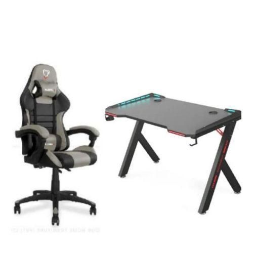 Office/Gaming Chair With Table For Laptop/desktop- Black & Gray