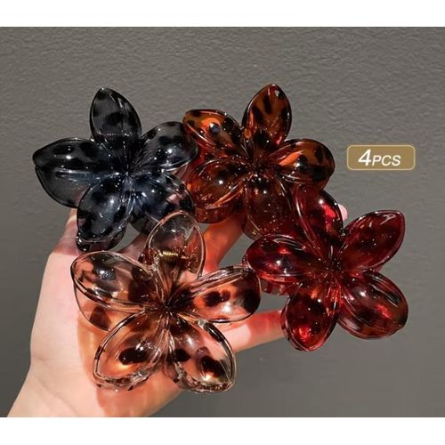 Vintage Flower Hair Clips for girls - Geometric Pattern Resin Hair Accessories in Mixed Colors for Everyday & Casual Wear, Half-Up Ponytails & Braids