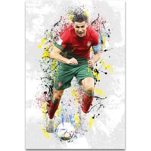 Football Superstar Watercolor Poster Canvas Prints Wall Art for Living Room Bedroom Office Room Decor 12 x 18inches