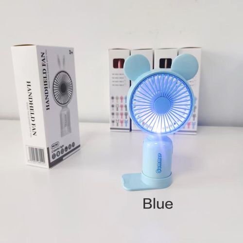 Portable USB LED colorful light rechargeable hand held fan with light base