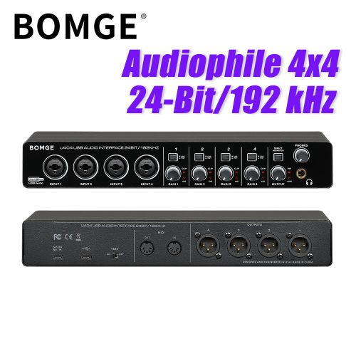 U404 4x4 USB Audio Interface with 24-Bit/192 kHz, 4 XLR/TRS Combo Inputs, +48V Phantom Power, Studio Recording for Podcast, Music Production, Streaming