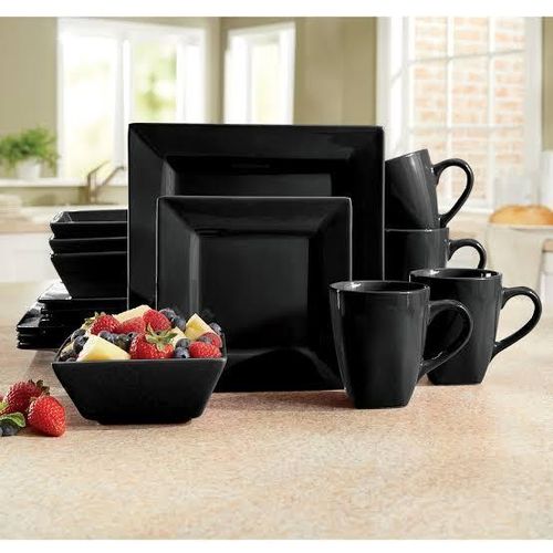 Square Stoneware High quality Dinner Plate Set 16 pcs