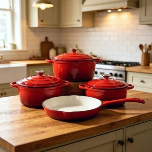 4 Set Die-Cast Enamel Nonstick Cookware/Pot Set