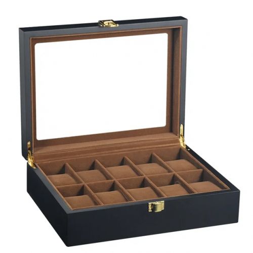 Wooden Luxury Wrist Watch & Jewelry Storage Box - 10 Slots